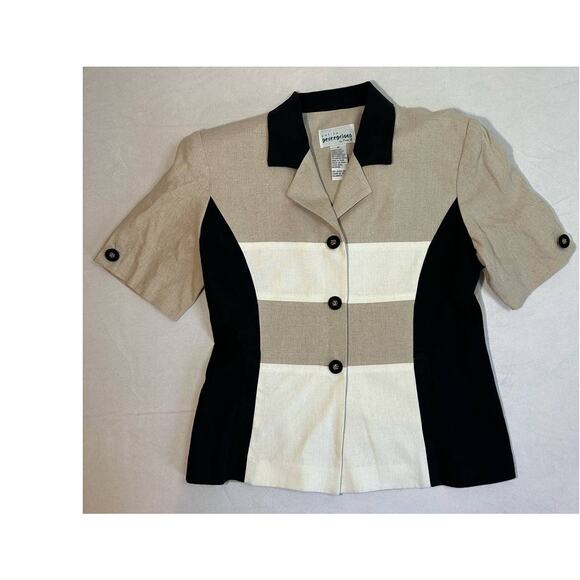 Perceptions Jacket And Dress Set Black and Tan Size 6p - Picture 3 of 7